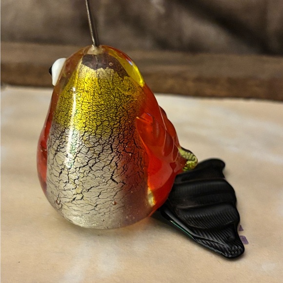 Art Glass Hand Blown Bird Recipe Photo Note Holder Paperweight - Picture 2 of 4